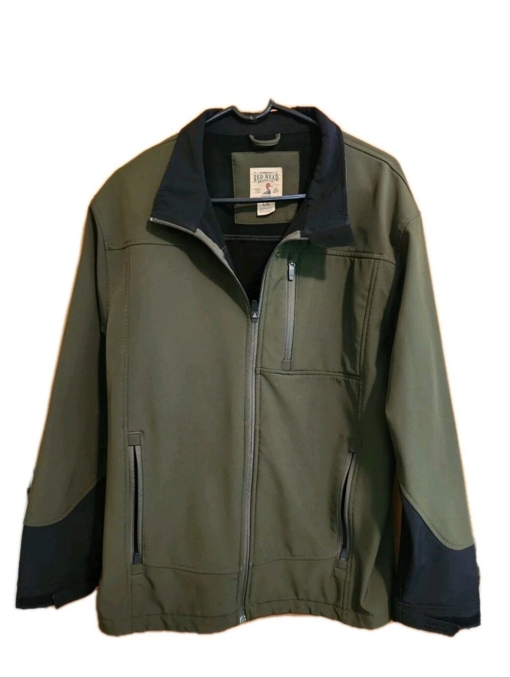 RedHead Men's Softshell Jacket Size L Large Olive Green Full Zip Fleece Lined